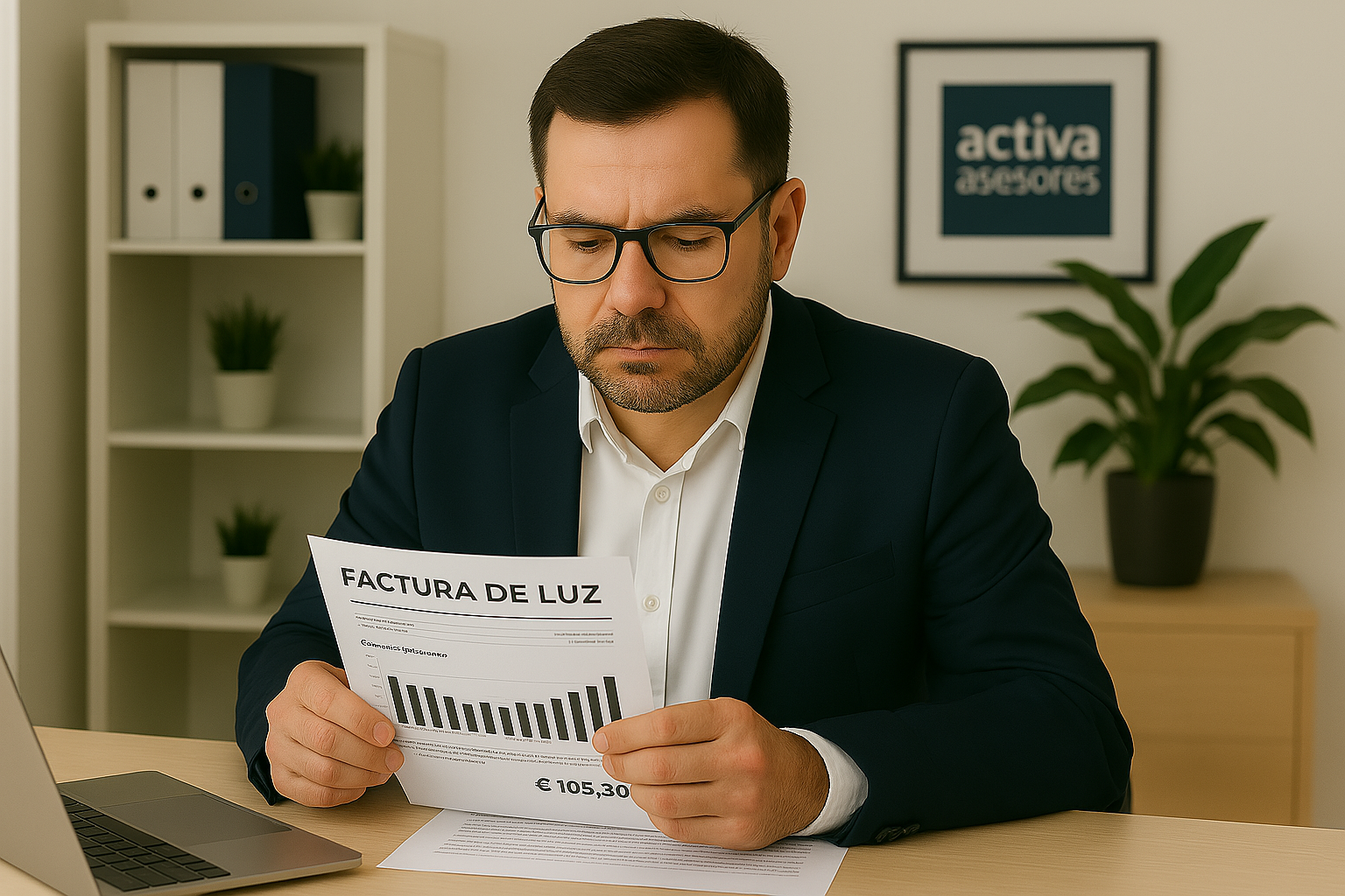 Asesor analizando una factura